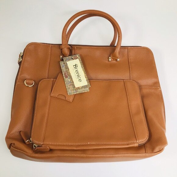BRENICE Solid Brown Designer Handbag Multi Function Crossbody Bag - Picture 1 of 16